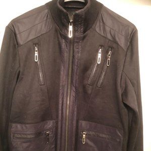 ZARA MEN ZIP UP BLACK MOTO JUMPER STYLE JACKET SIZE XL SLIM FITTED